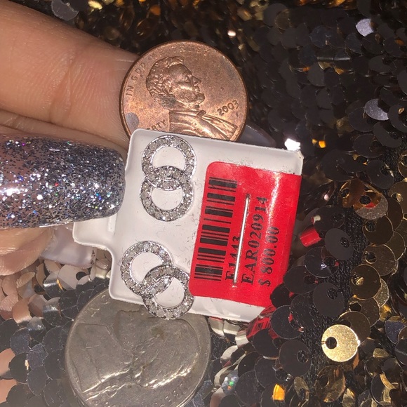 10k white gold vermeil real diamond beautiful custom made earrings NOT CZ Sale! - Picture 7 of 7